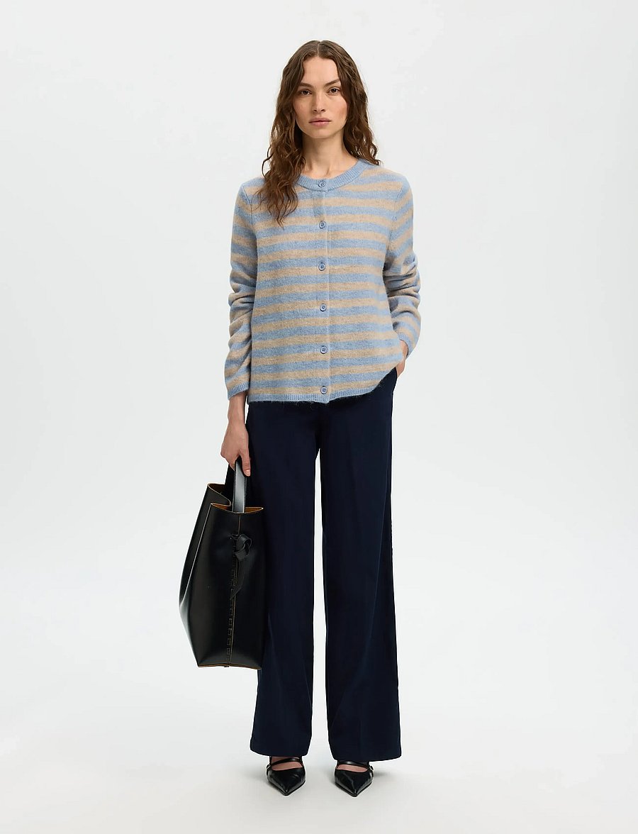 Selected - SLWLULU NEW LS KNIT CARDIGAN NOOS - strickjacken - cashmere blue - 5