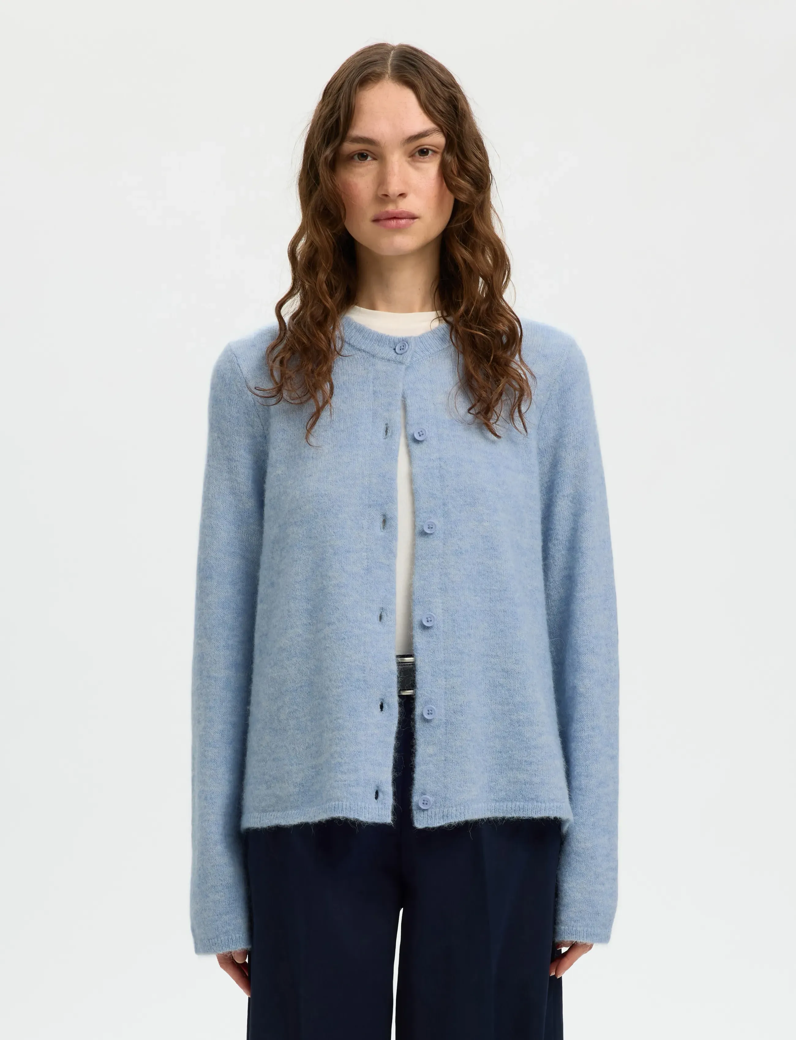 Selected Slwlulu New Ls Knit Cardigan Noos, XS, Knitwear, Blau - Cardigans, Frauen