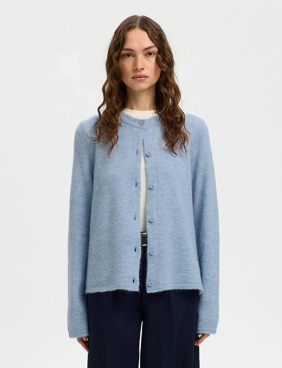 Selected - SLWLULU NEW LS KNIT CARDIGAN NOOS - strickjacken - cashmere blue - 0