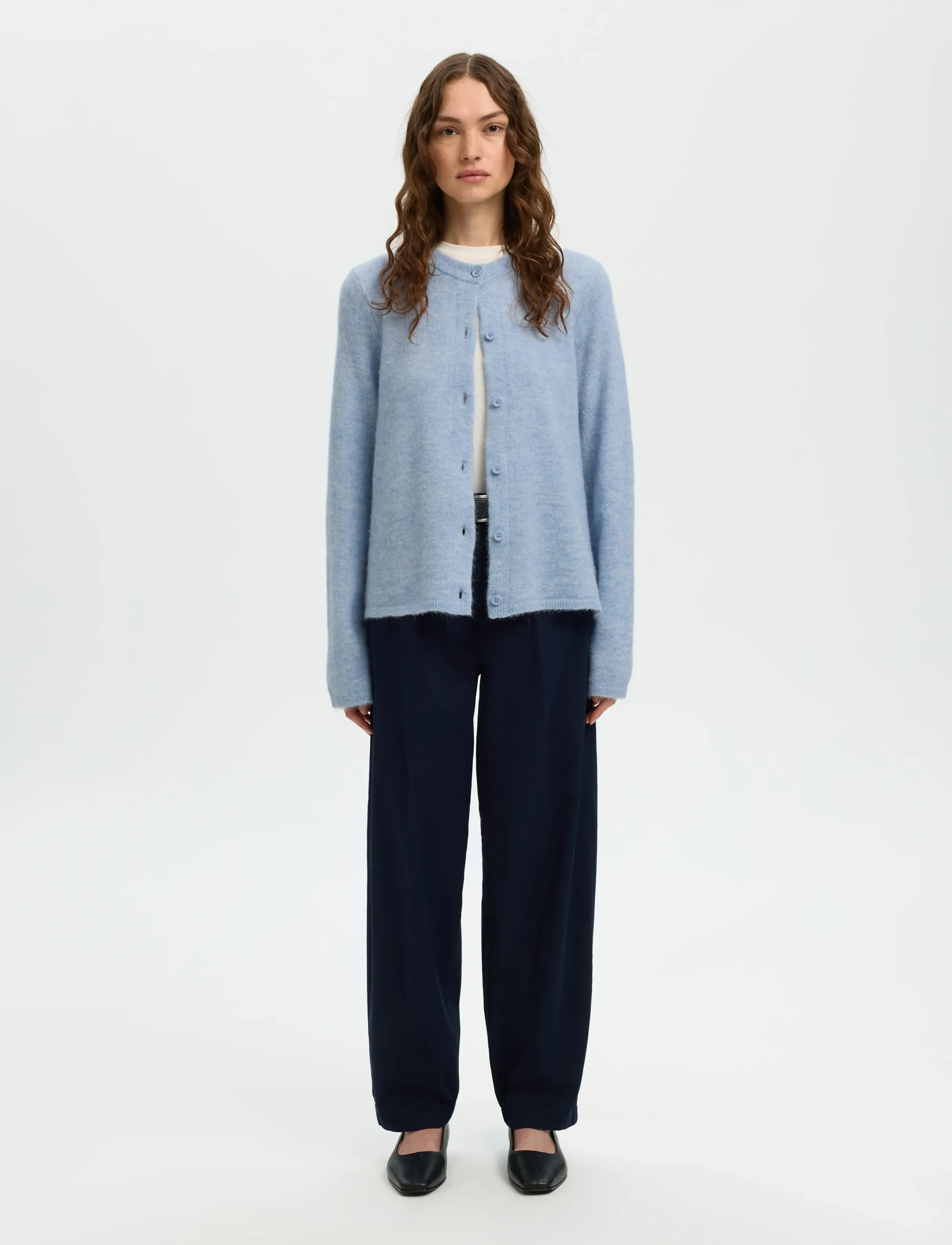 Selected - SLFLULU NEW LS KNIT CARDIGAN NOOS - strickjacken - cashmere blue - 4