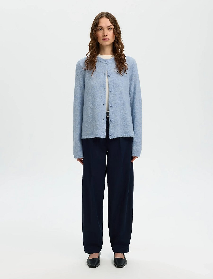 Selected - SLWLULU NEW LS KNIT CARDIGAN NOOS - strickjacken - cashmere blue - 4