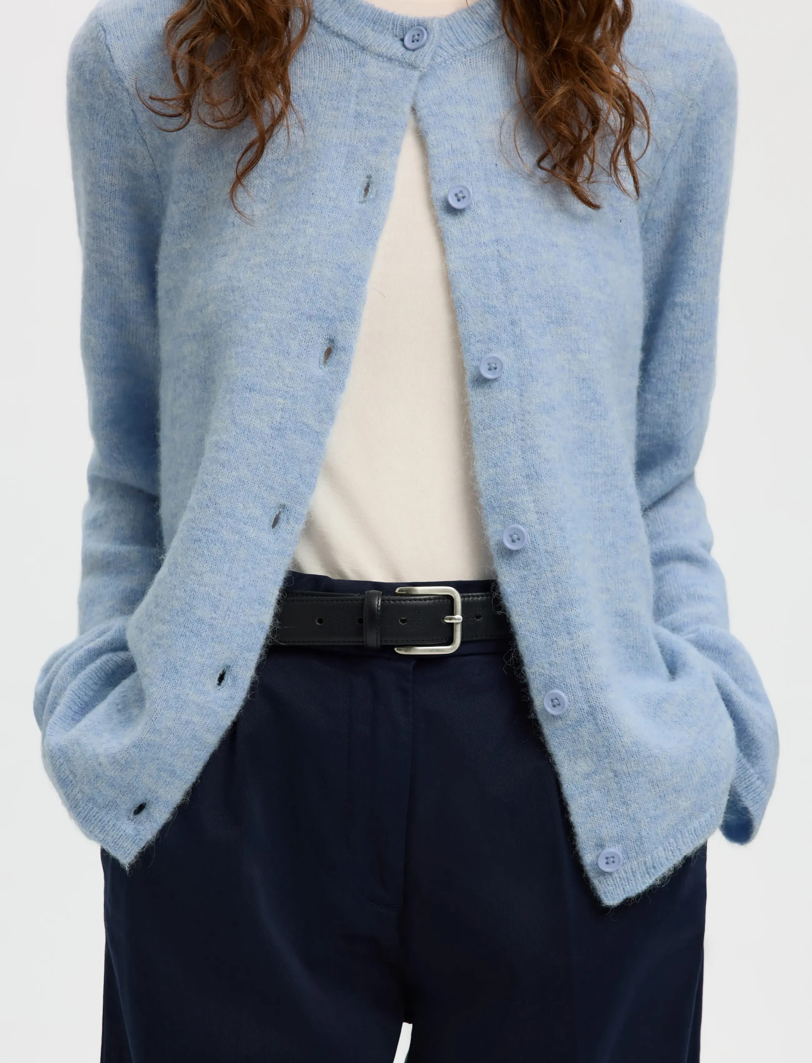 Selected - SLFLULU NEW LS KNIT CARDIGAN NOOS - strickjacken - cashmere blue - 5