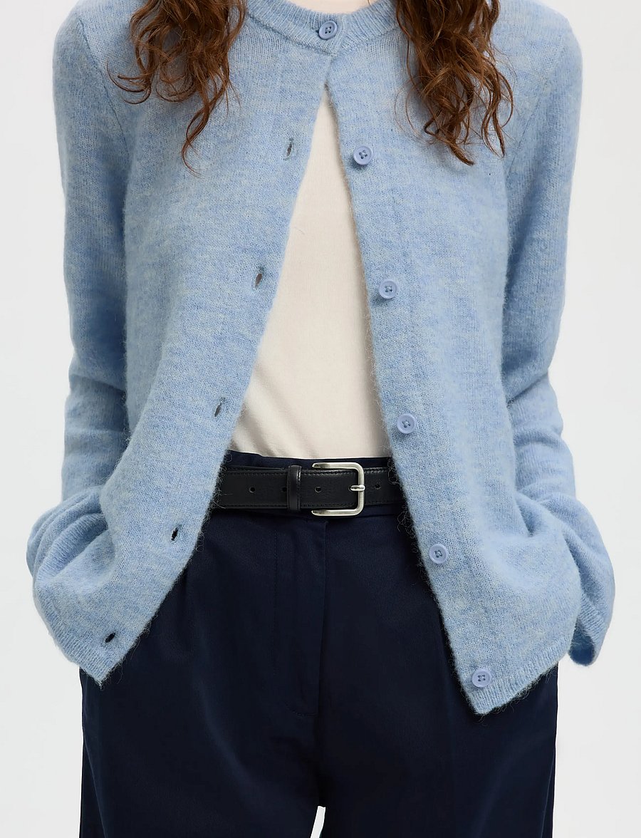 Selected - SLWLULU NEW LS KNIT CARDIGAN NOOS - strickjacken - cashmere blue - 5