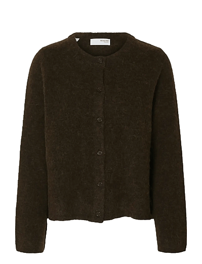 Selected SLFLULU NEW LS KNIT CARDIGAN NOOS - Prjónafatnaður - DELICIOSO / brown