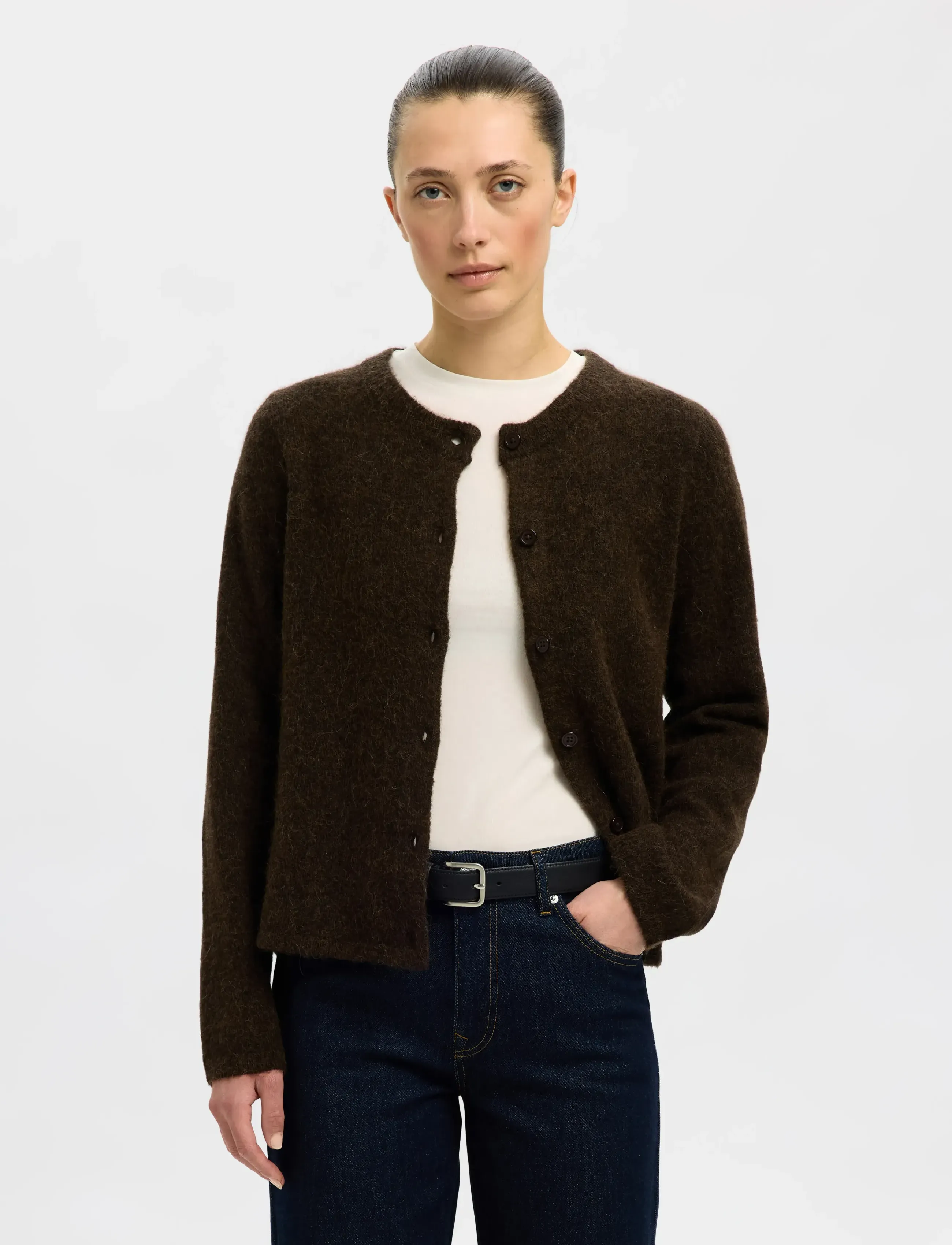 Selected Slwlulu New Ls Knit Cardigan Noos, L, Knitwear, Braun - Cardigans, Frauen