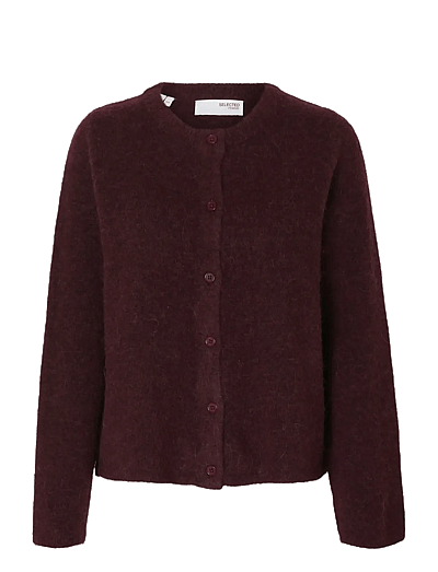 Selected SLFLULU NEW LS KNIT CARDIGAN NOOS - Prjónafatnaður - FIG / red