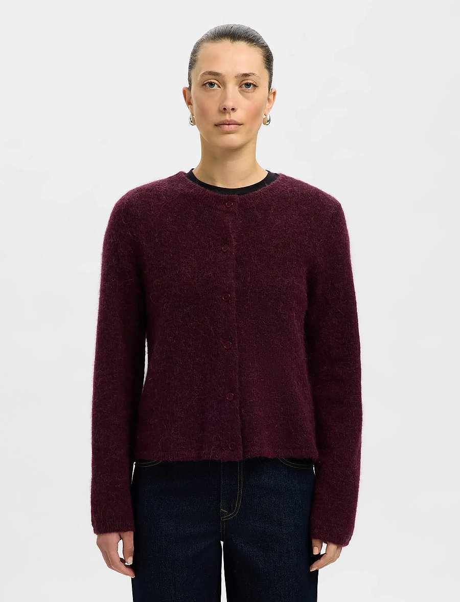 Selected - SLWLULU NEW LS KNIT CARDIGAN NOOS - strickjacken - fig - 0