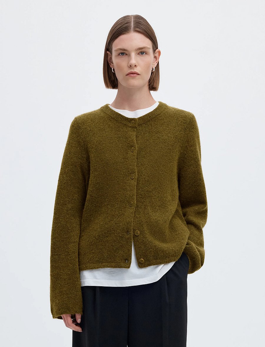 Selected - SLWLULU NEW LS KNIT CARDIGAN NOOS - strickjacken - fir green - 0