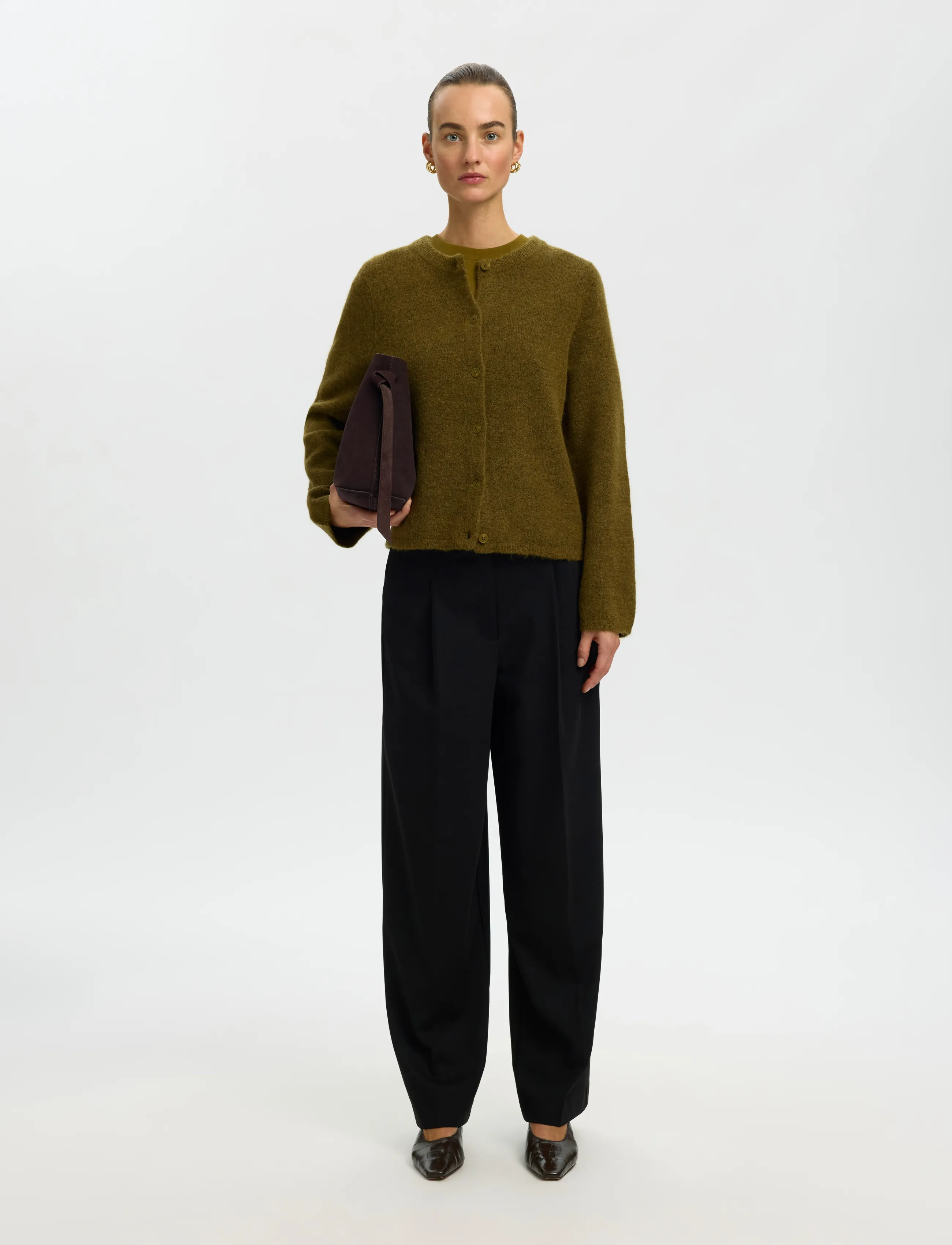 Selected - SLWLULU NEW LS KNIT CARDIGAN NOOS - strickjacken - fir green - 3