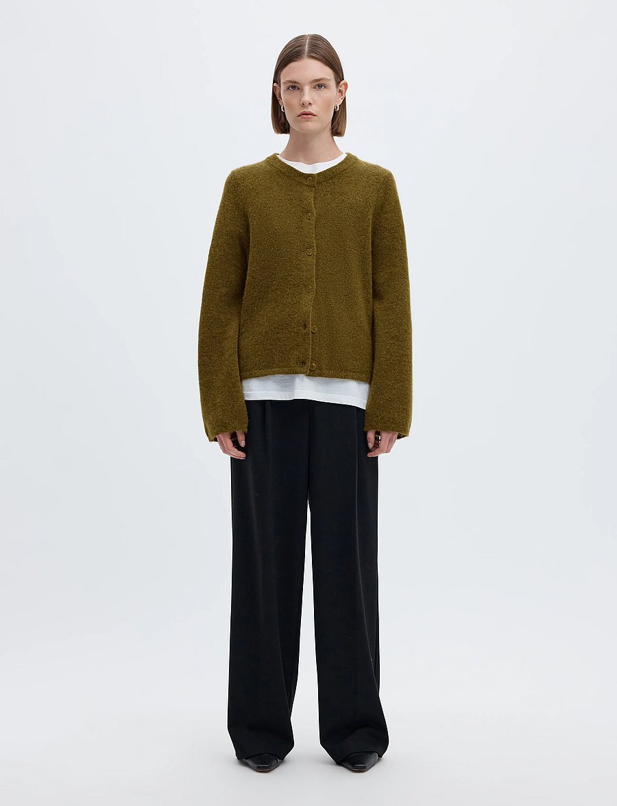 Selected - SLWLULU NEW LS KNIT CARDIGAN NOOS - strickjacken - fir green - 3