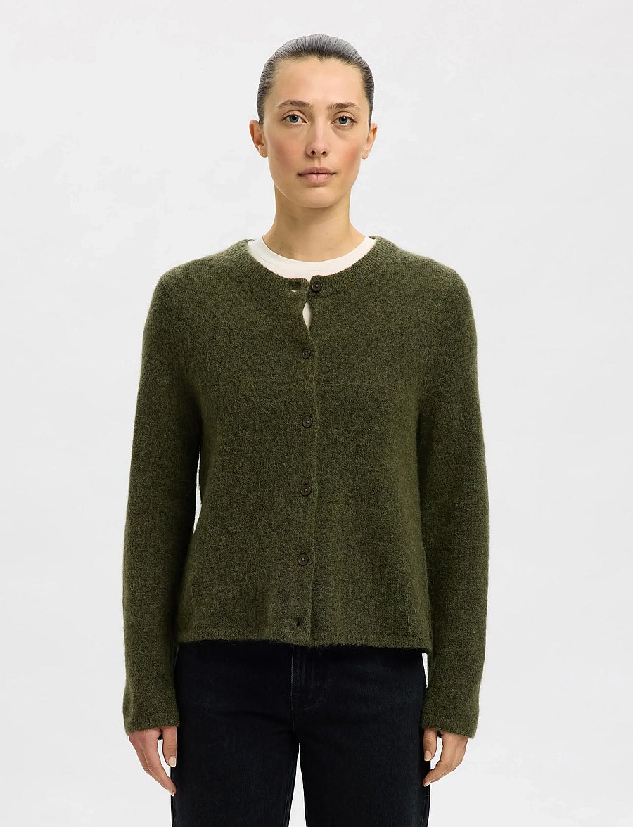 Selected - SLWLULU NEW LS KNIT CARDIGAN NOOS - strickjacken - kalamata - 0