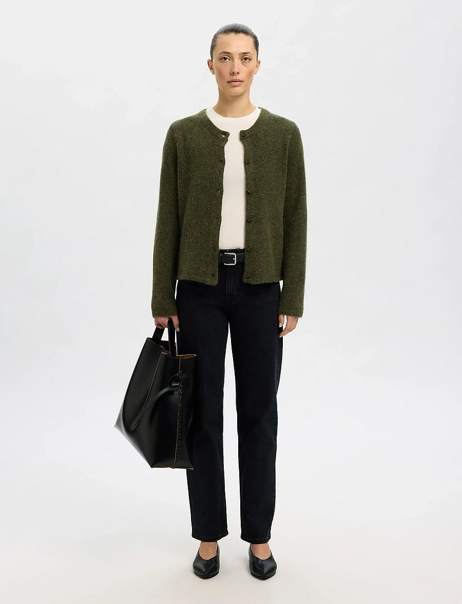 Selected - SLWLULU NEW LS KNIT CARDIGAN NOOS - strickjacken - kalamata - 3