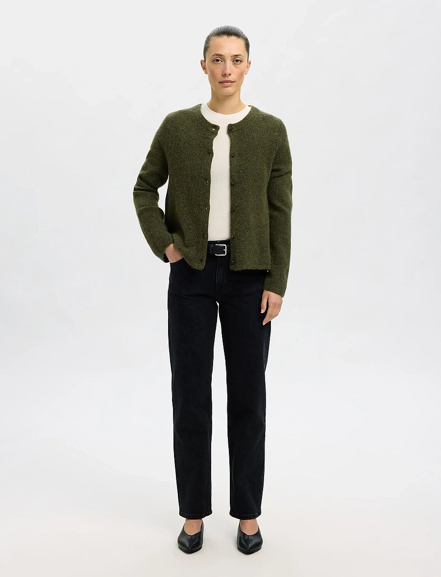 Selected - SLWLULU NEW LS KNIT CARDIGAN NOOS - strickjacken - kalamata - 4