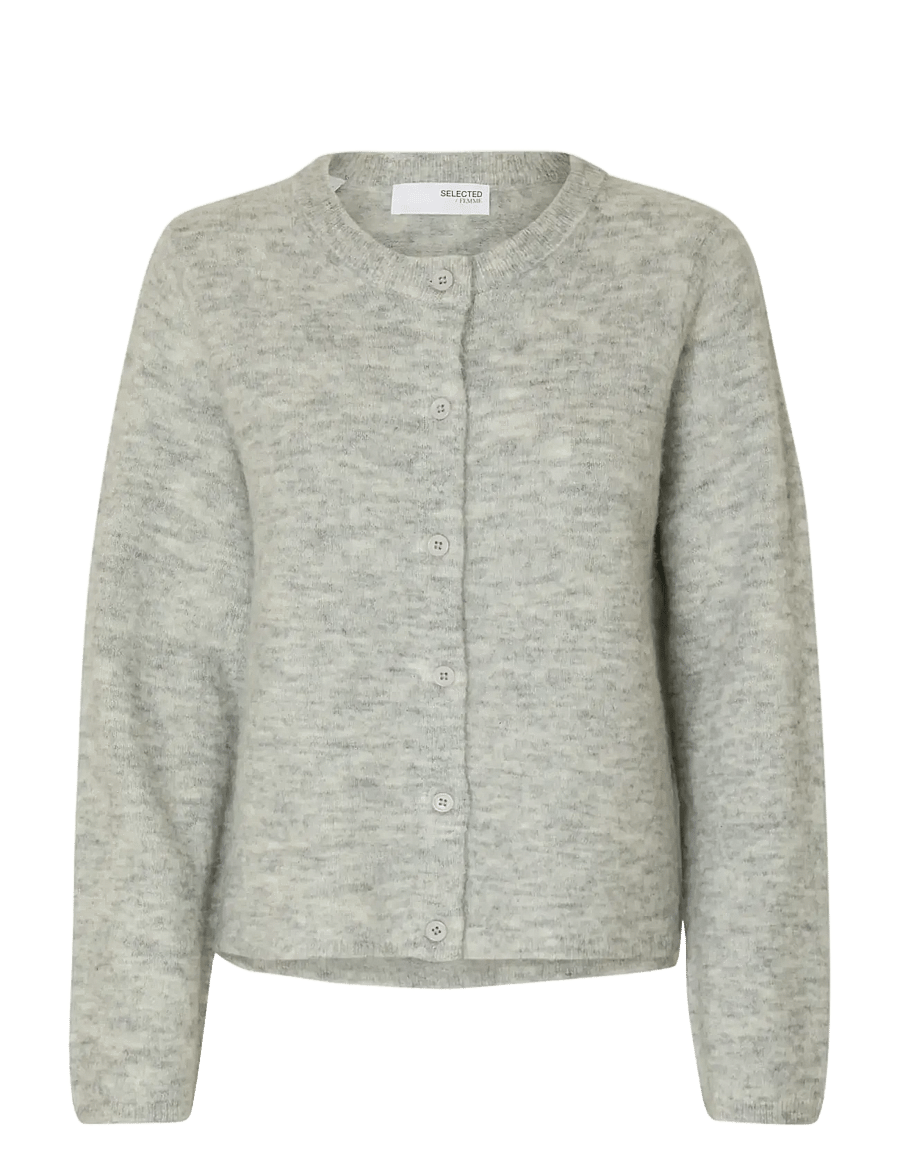 Selected - SLWLULU NEW LS KNIT CARDIGAN NOOS - strickjacken - light grey melange - 1
