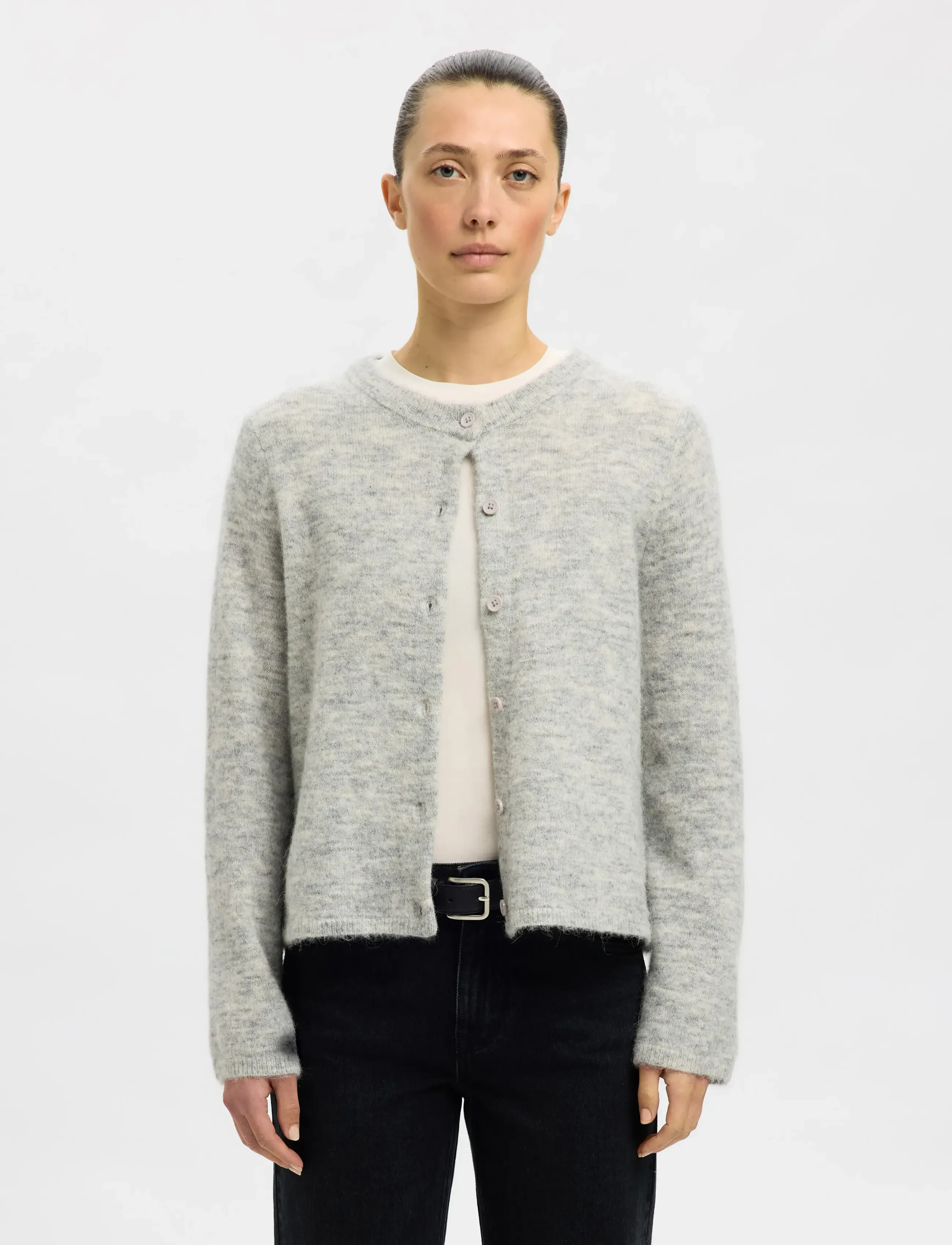 Selected Slwlulu New Ls Knit Cardigan Noos, XS, Knitwear, Grau - Cardigans, Frauen