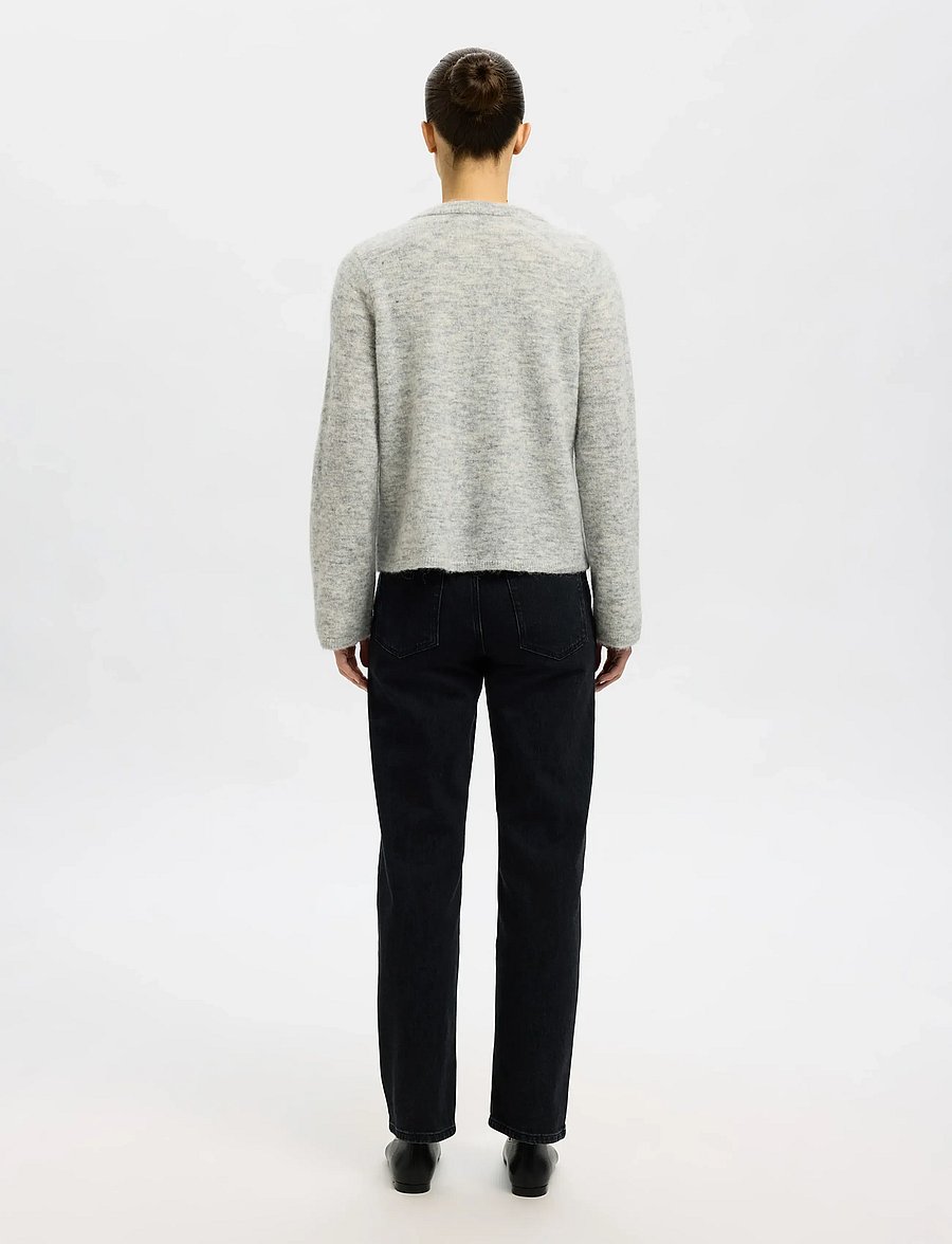 Selected - SLWLULU NEW LS KNIT CARDIGAN NOOS - strickjacken - light grey melange - 2