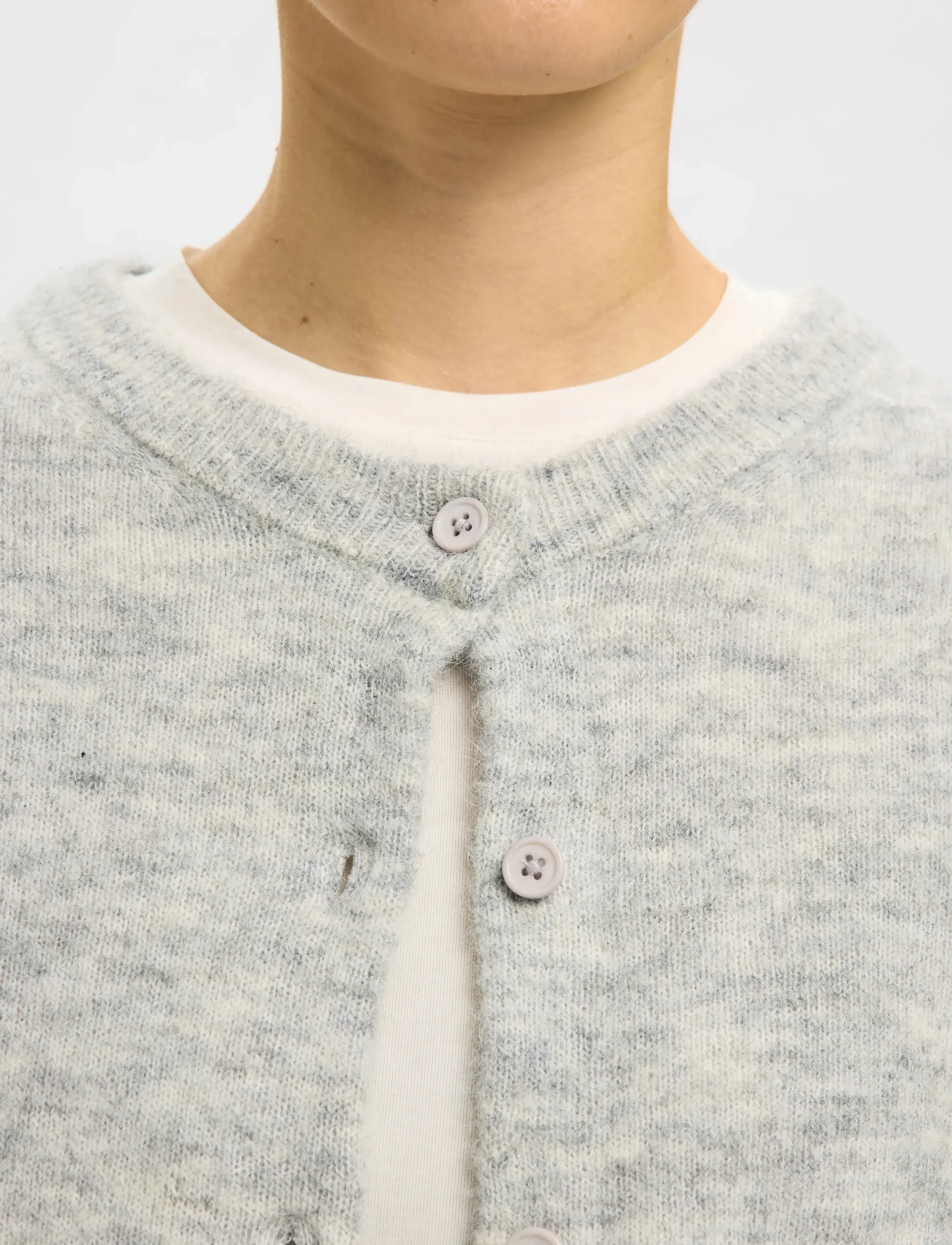 Selected - SLFLULU NEW LS KNIT CARDIGAN NOOS - strickjacken - light grey melange - 3
