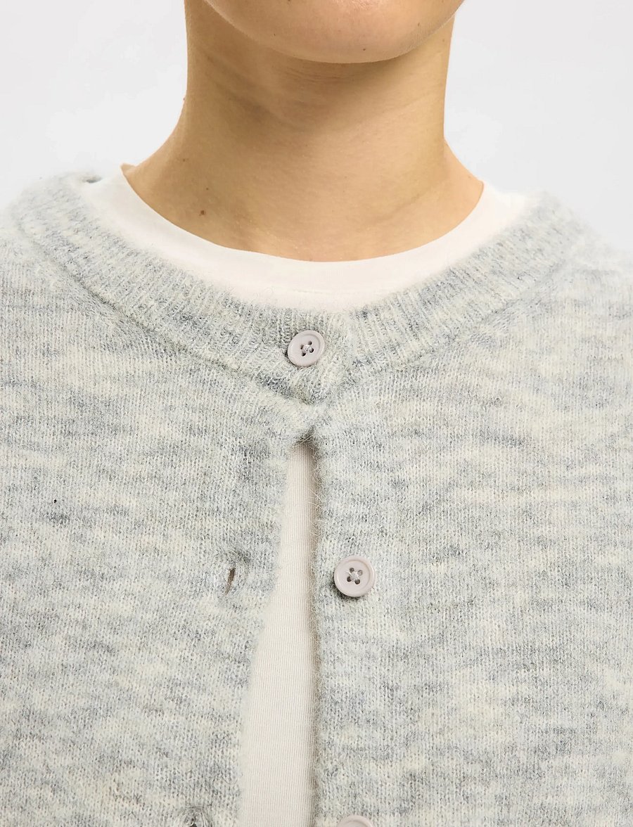 Selected - SLWLULU NEW LS KNIT CARDIGAN NOOS - strickjacken - light grey melange - 3