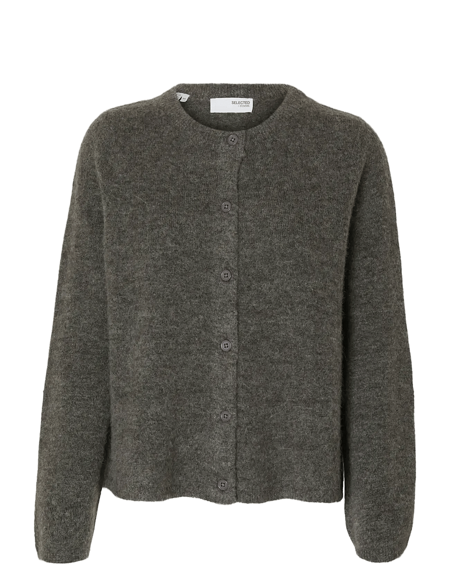 Selected - SLWLULU NEW LS KNIT CARDIGAN NOOS - koftor - medium grey melange - 1