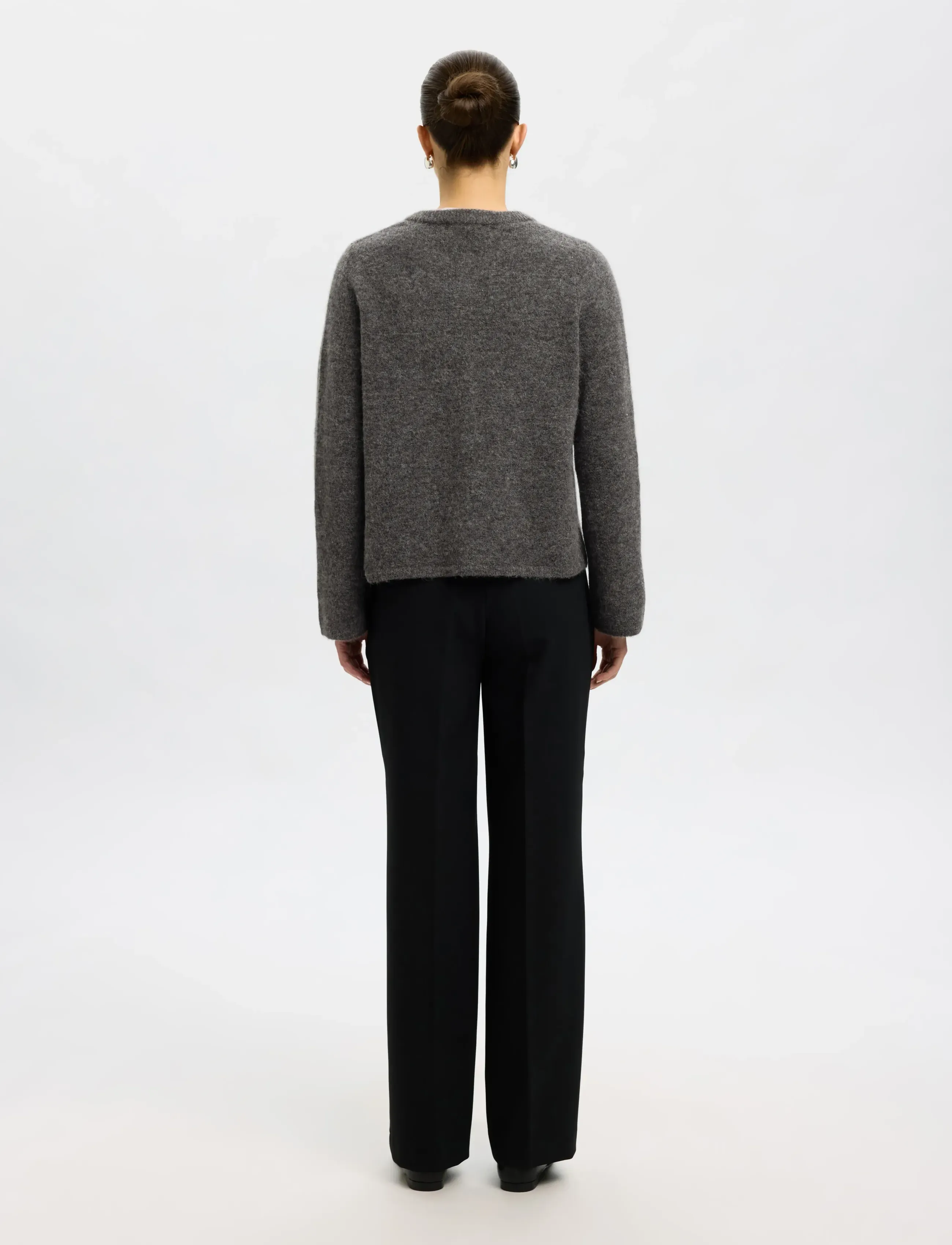 Selected - SLFLULU NEW LS KNIT CARDIGAN NOOS - cardigans - medium grey melange - 2