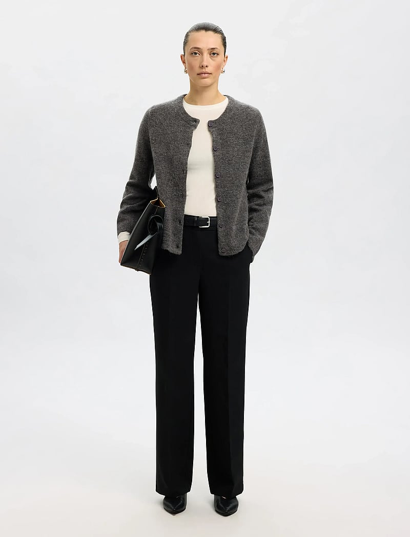 Selected - SLWLULU NEW LS KNIT CARDIGAN NOOS - koftor - medium grey melange - 3