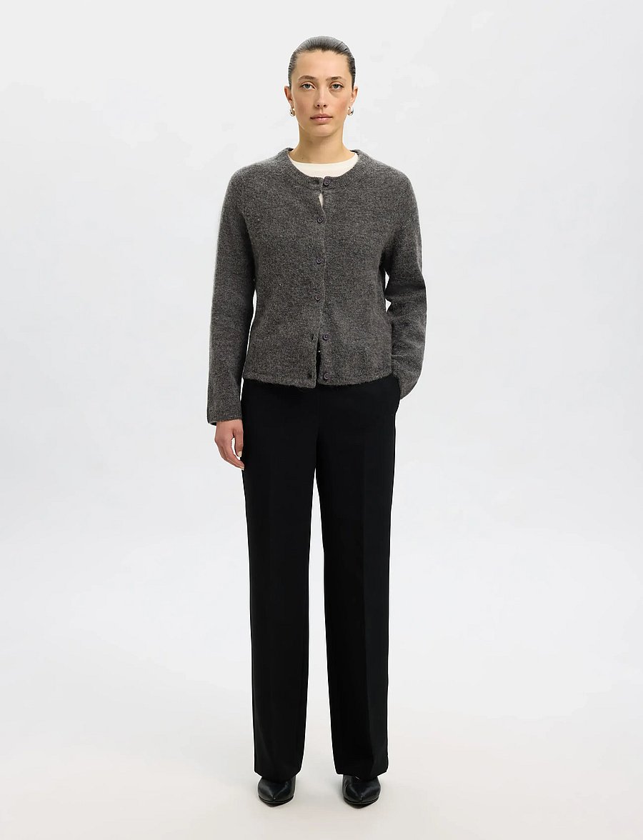 Selected - SLWLULU NEW LS KNIT CARDIGAN NOOS - koftor - medium grey melange - 4