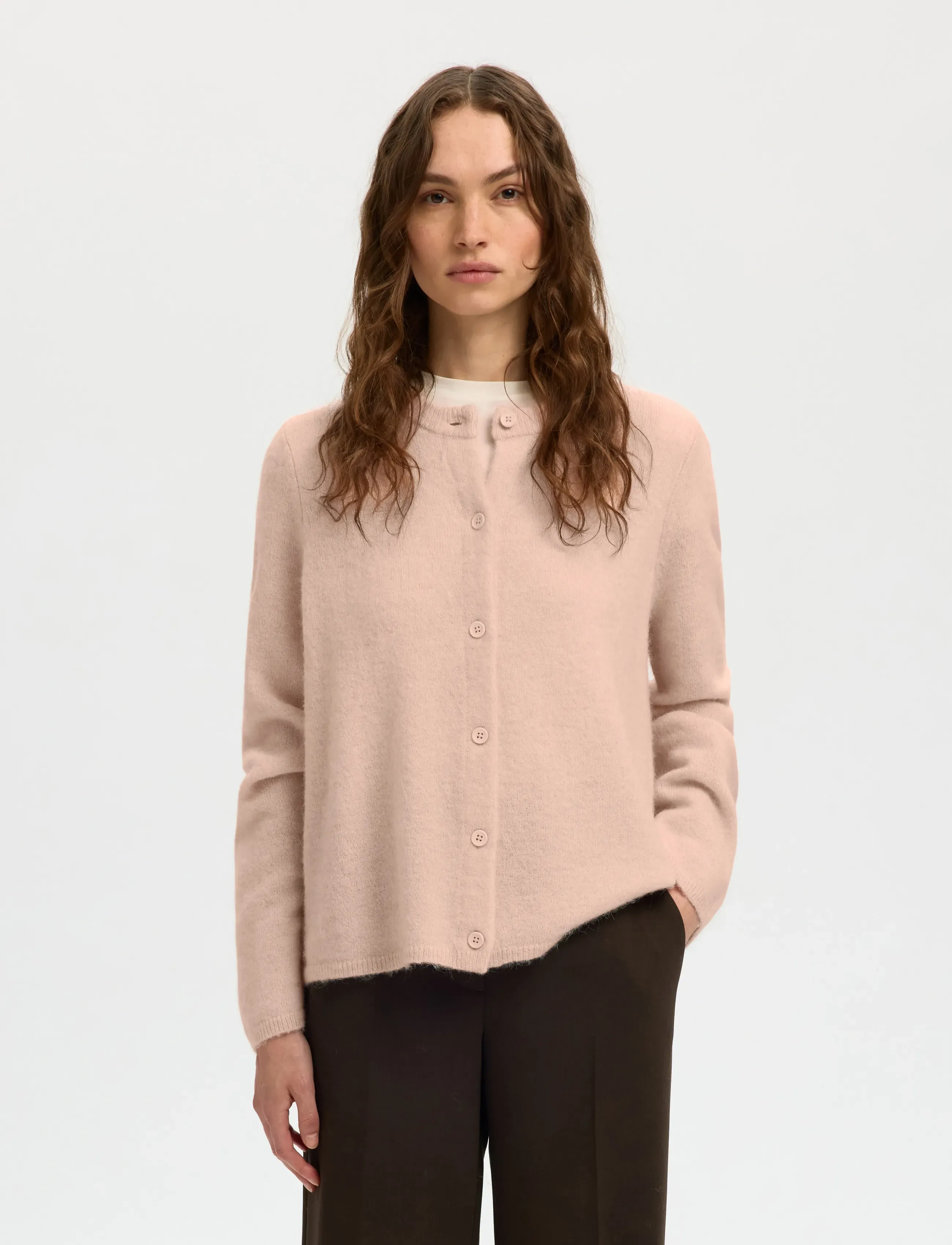 Selected Slwlulu New Ls Knit Cardigan Noos, M, Knitwear, Rosa - Cardigans, Frauen