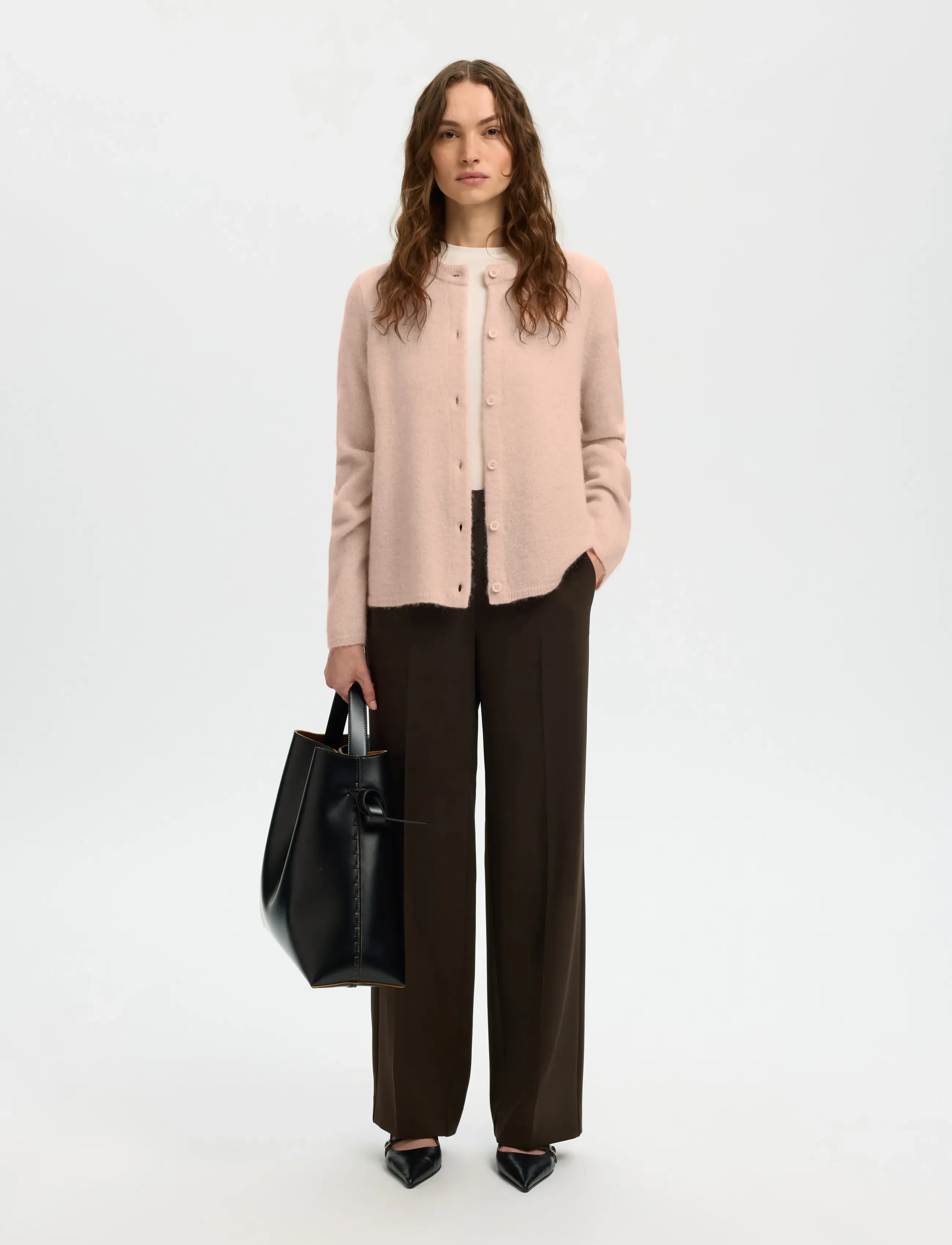 Selected - SLFLULU NEW LS KNIT CARDIGAN NOOS - cardigans - pale dogwood - 3