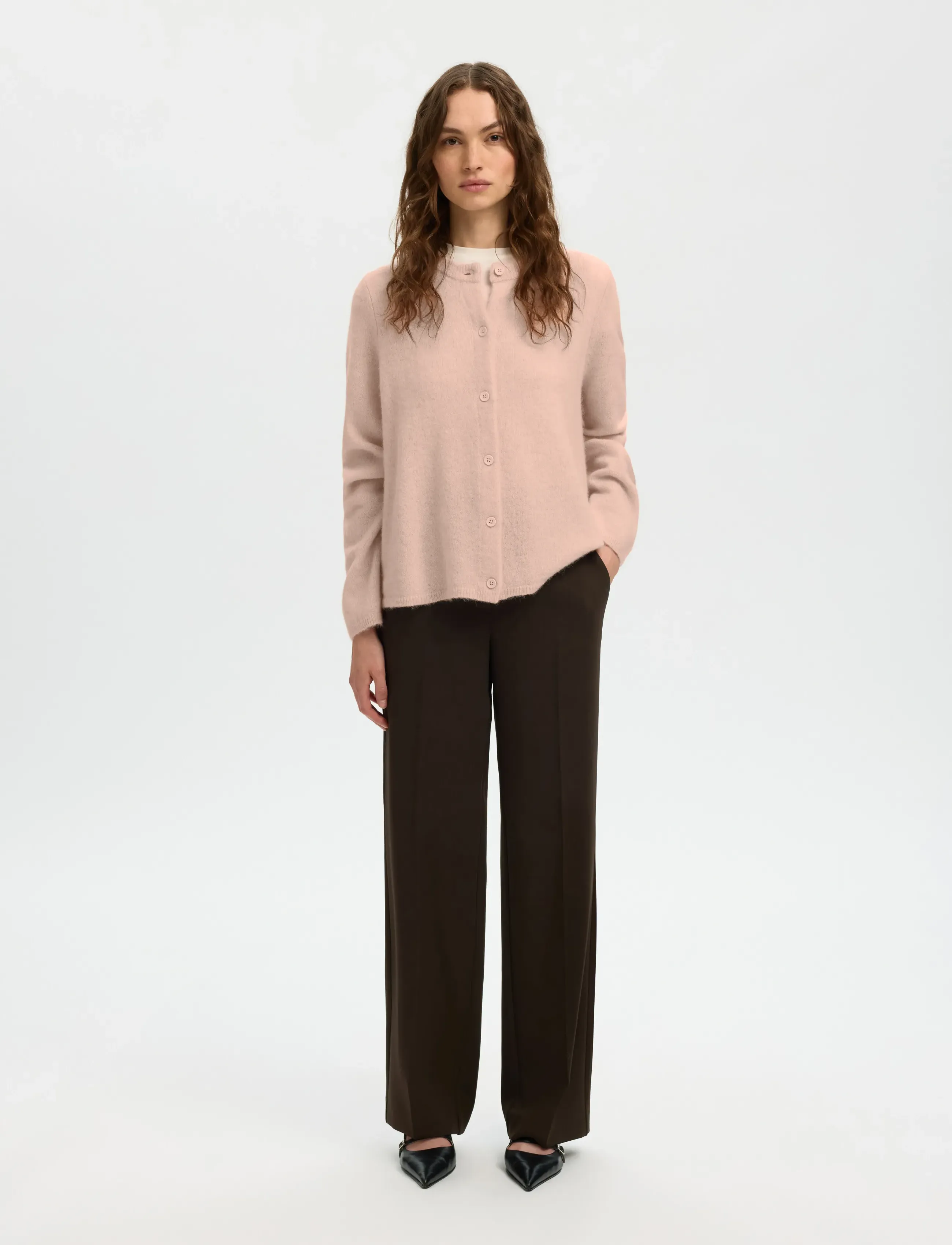 Selected - SLFLULU NEW LS KNIT CARDIGAN NOOS - cardigans - pale dogwood - 4