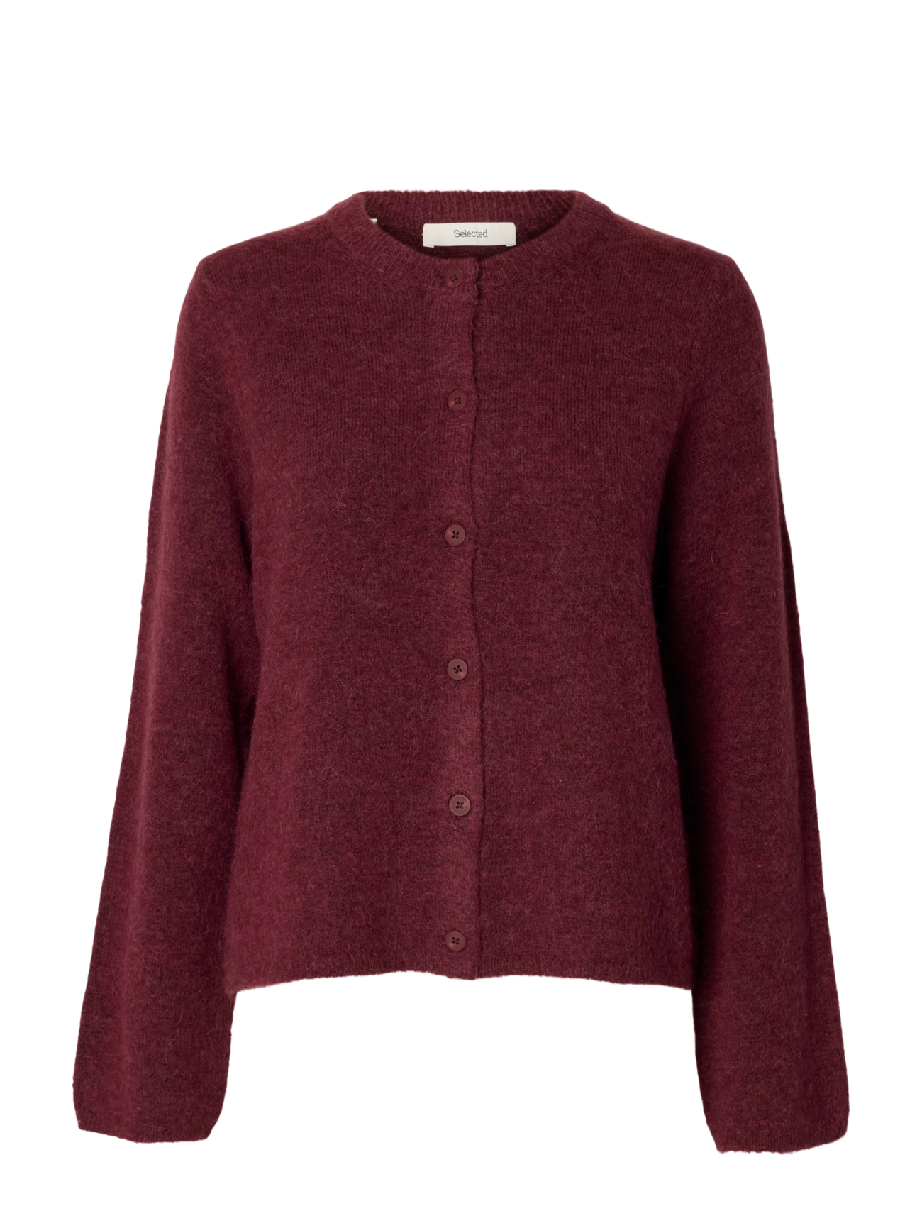 Selected SLWLULU NEW LS KNIT CARDIGAN NOOS - Koftor - TAWNY PORT / burgundy