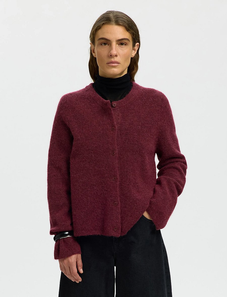 Selected - SLWLULU NEW LS KNIT CARDIGAN NOOS - strickjacken - tawny port - 0
