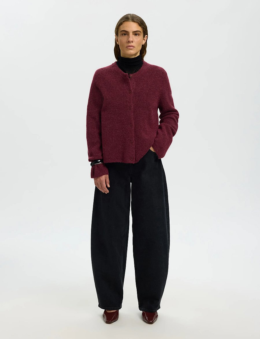 Selected - SLWLULU NEW LS KNIT CARDIGAN NOOS - strickjacken - tawny port - 3