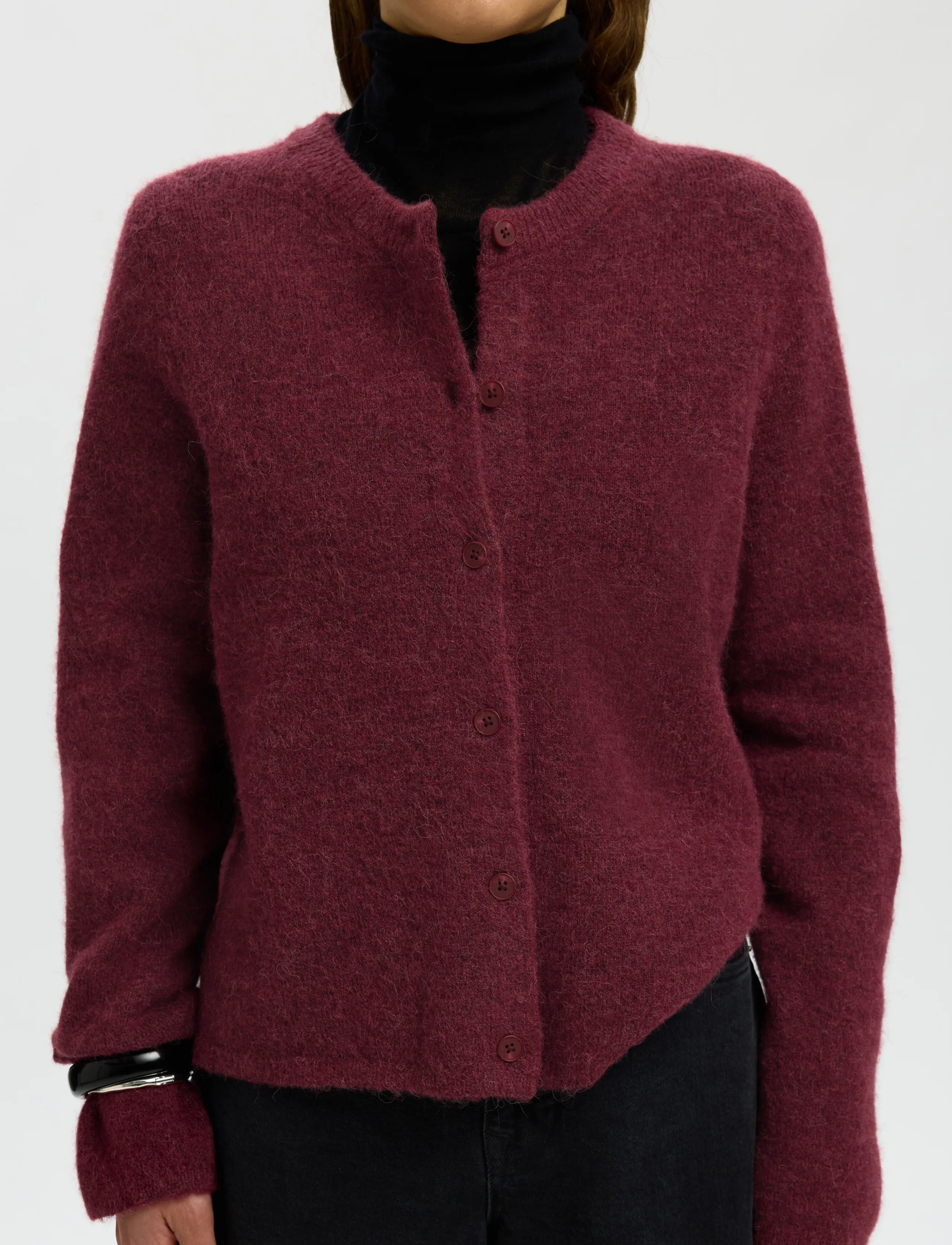 Selected - SLWLULU NEW LS KNIT CARDIGAN NOOS - koftor - tawny port - 4