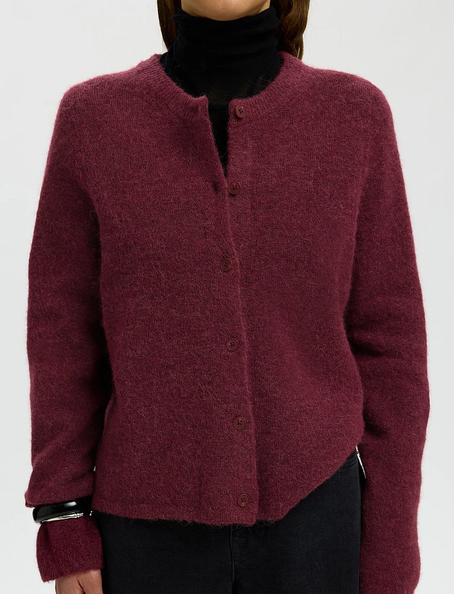 Selected - SLWLULU NEW LS KNIT CARDIGAN NOOS - strickjacken - tawny port - 4