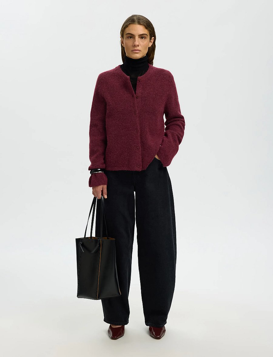 Selected - SLWLULU NEW LS KNIT CARDIGAN NOOS - strickjacken - tawny port - 5