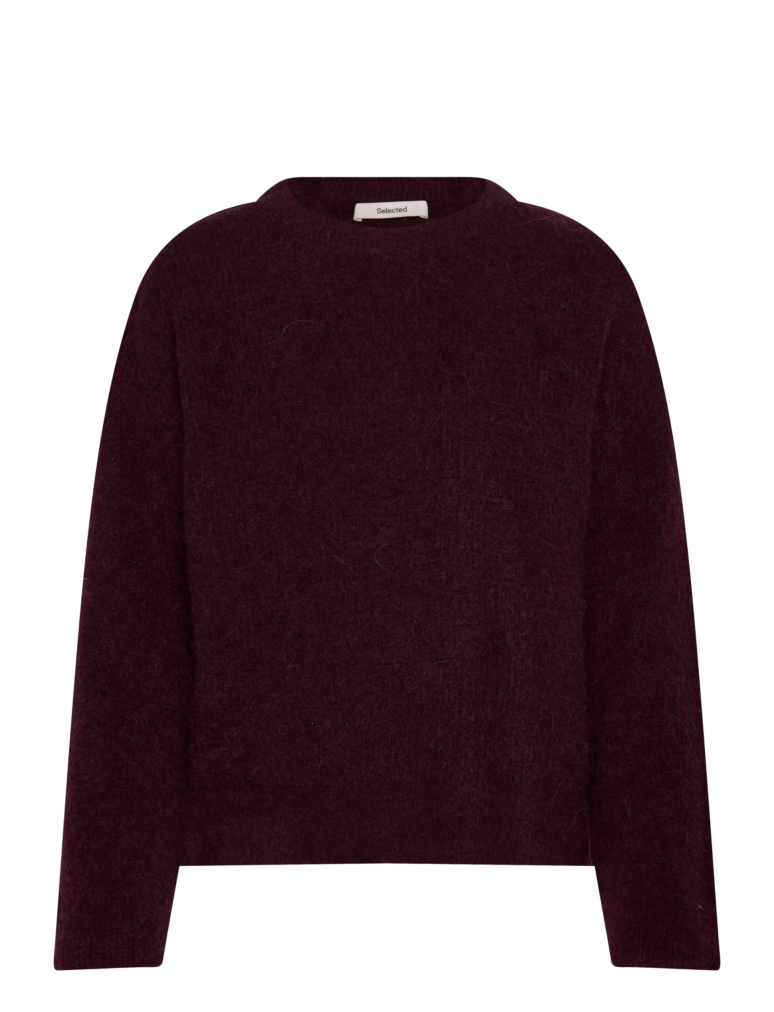 Selected SLFSIA RAS LS KNIT NEW O-NECK NOOS - Pullover - FIG / burgundy
