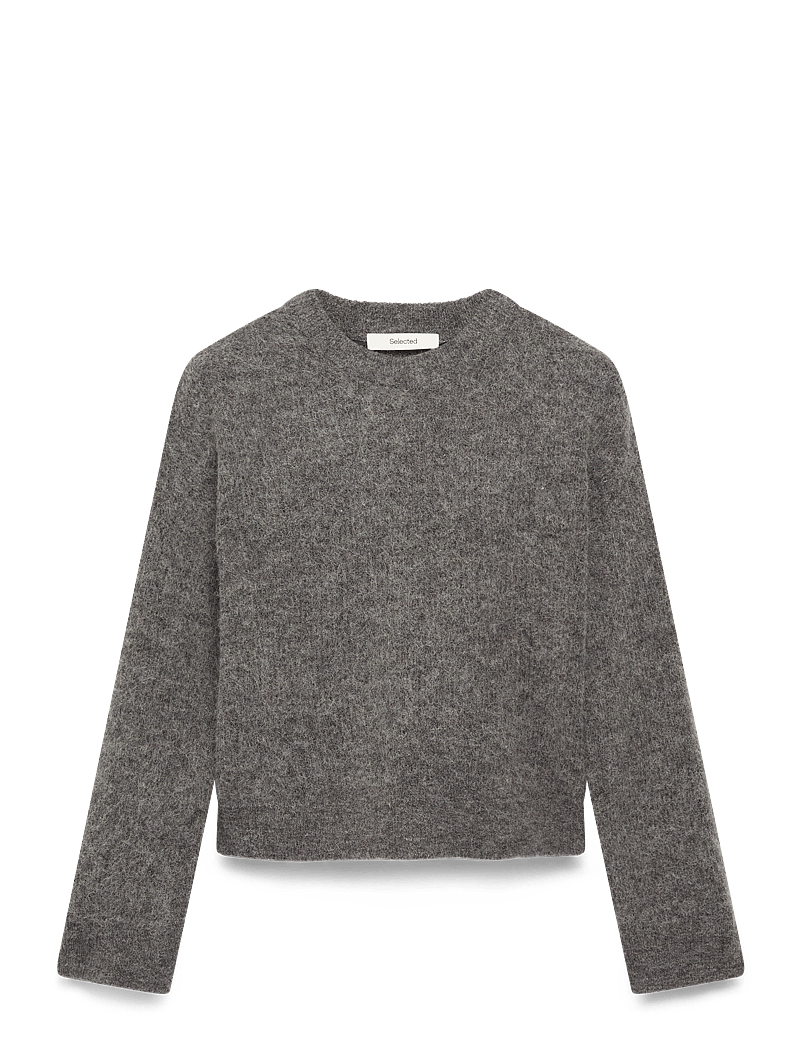 Selected - SLFSIA RAS LS KNIT NEW O-NECK NOOS - sviitrid - medium grey melange - 1