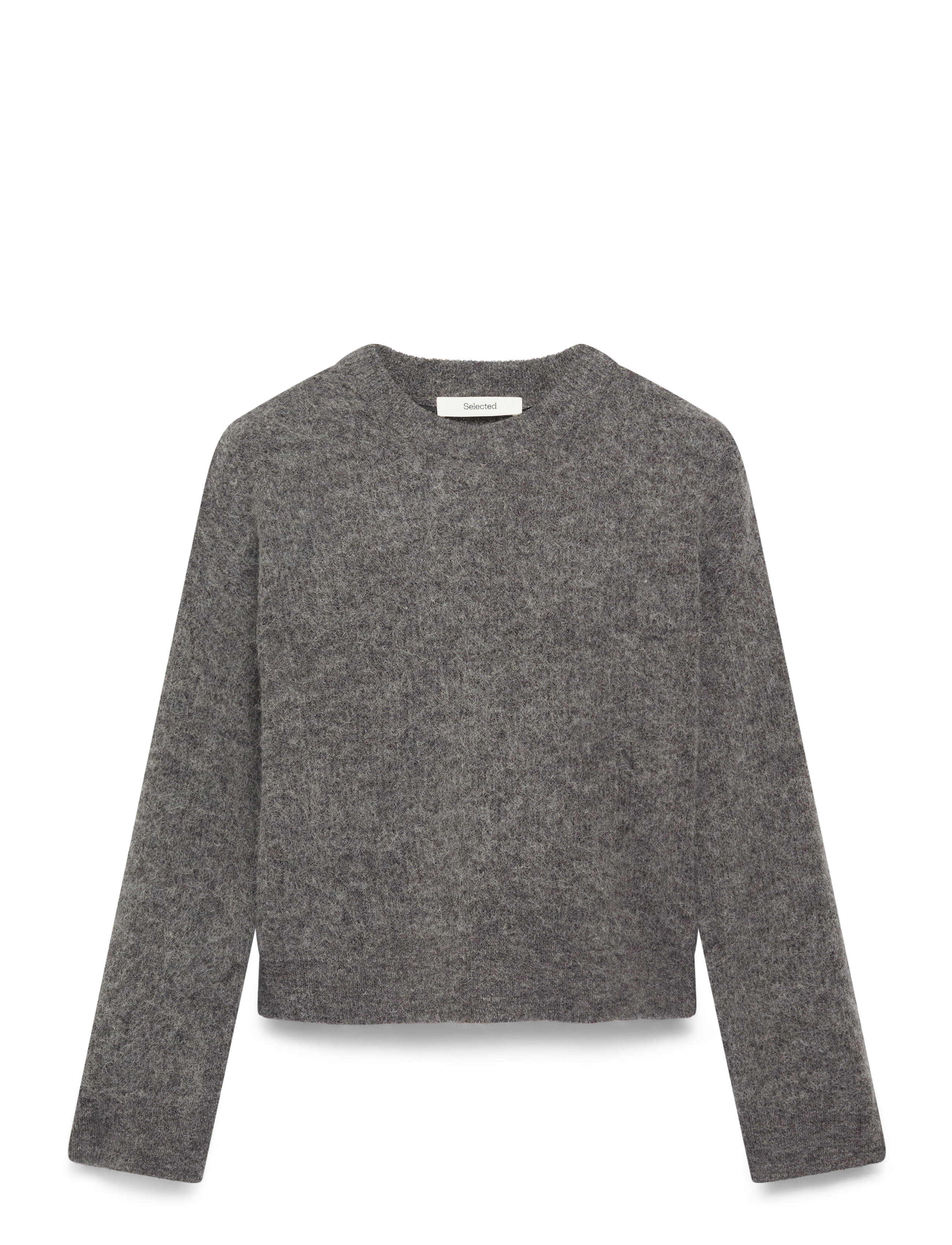 Selected SLFSIA RAS LS KNIT NEW O-NECK NOOS - Transitional Layering - MEDIUM GREY MELANGE / grey
