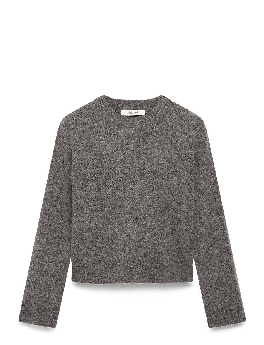Selected - SLFSIA RAS LS KNIT NEW O-NECK NOOS - kampsunid - medium grey melange - 1