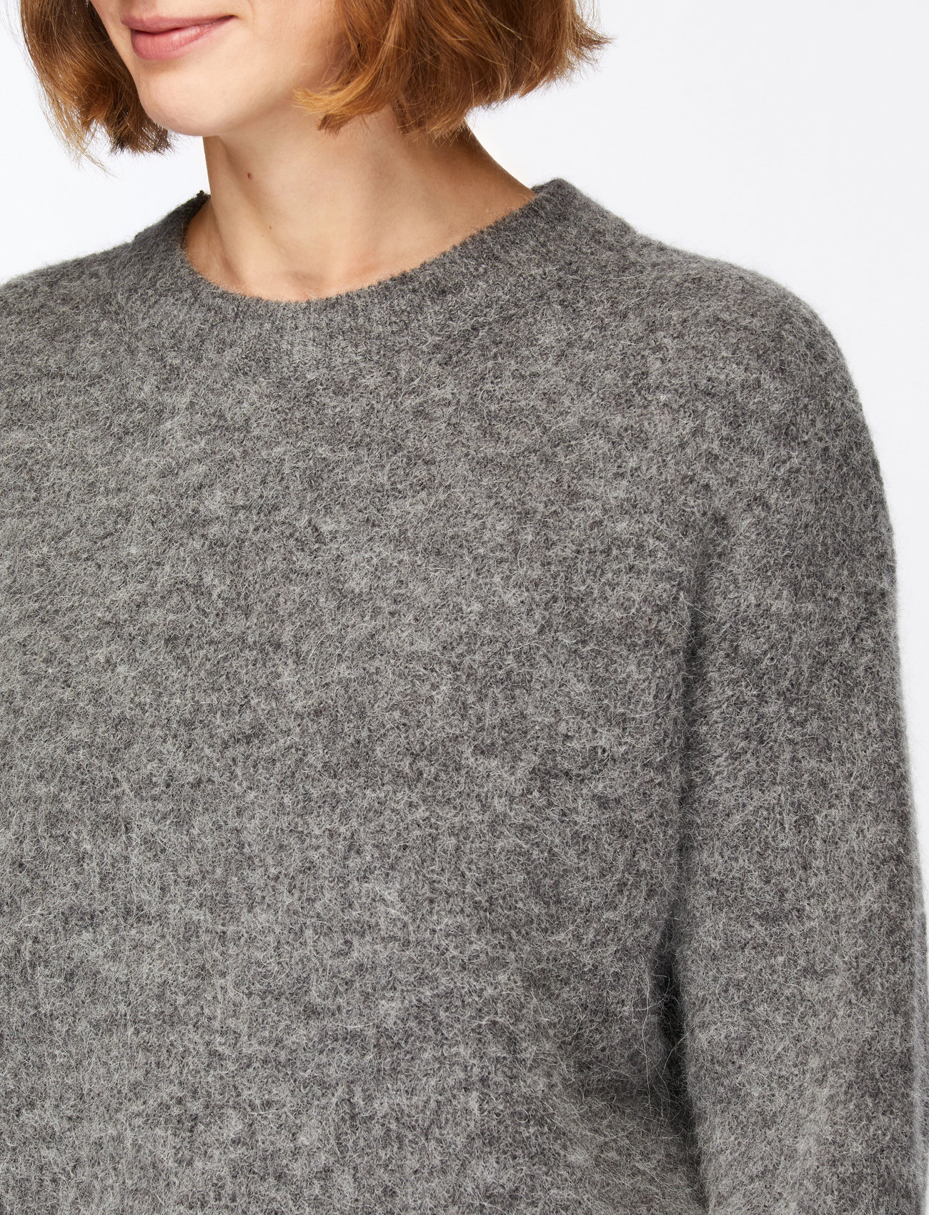 Selected - SLFSIA RAS LS KNIT NEW O-NECK NOOS - sviitrid - medium grey melange - 5