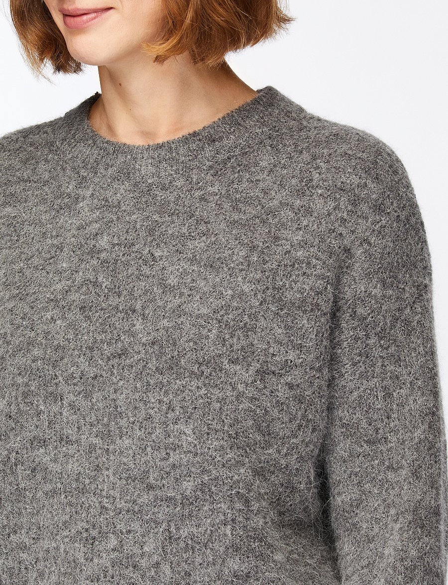 Selected - SLFSIA RAS LS KNIT NEW O-NECK NOOS - kampsunid - medium grey melange - 5