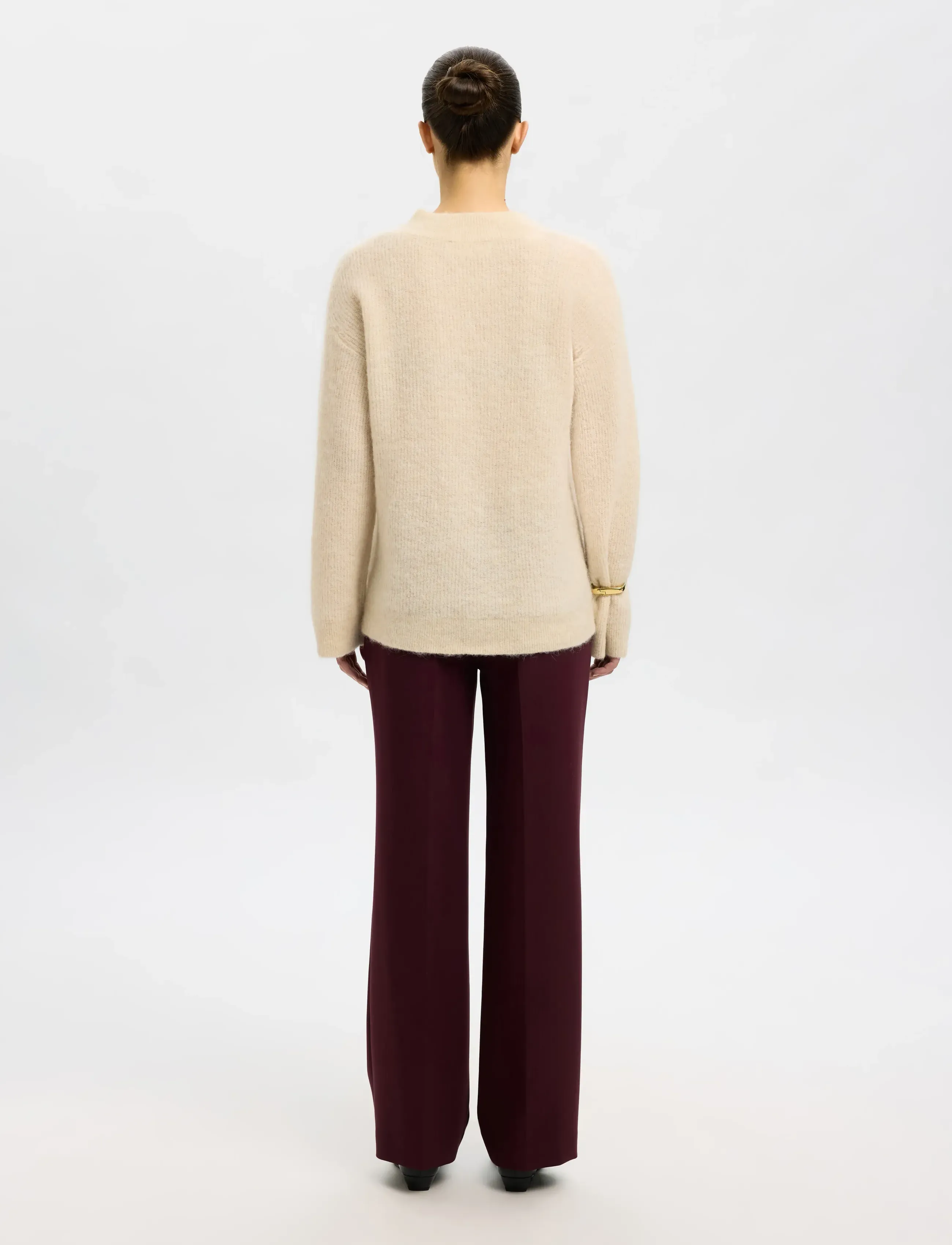 Selected - SLFSIA RAS LS KNIT LONG V-NECK NOOS - pullover - birch - 2
