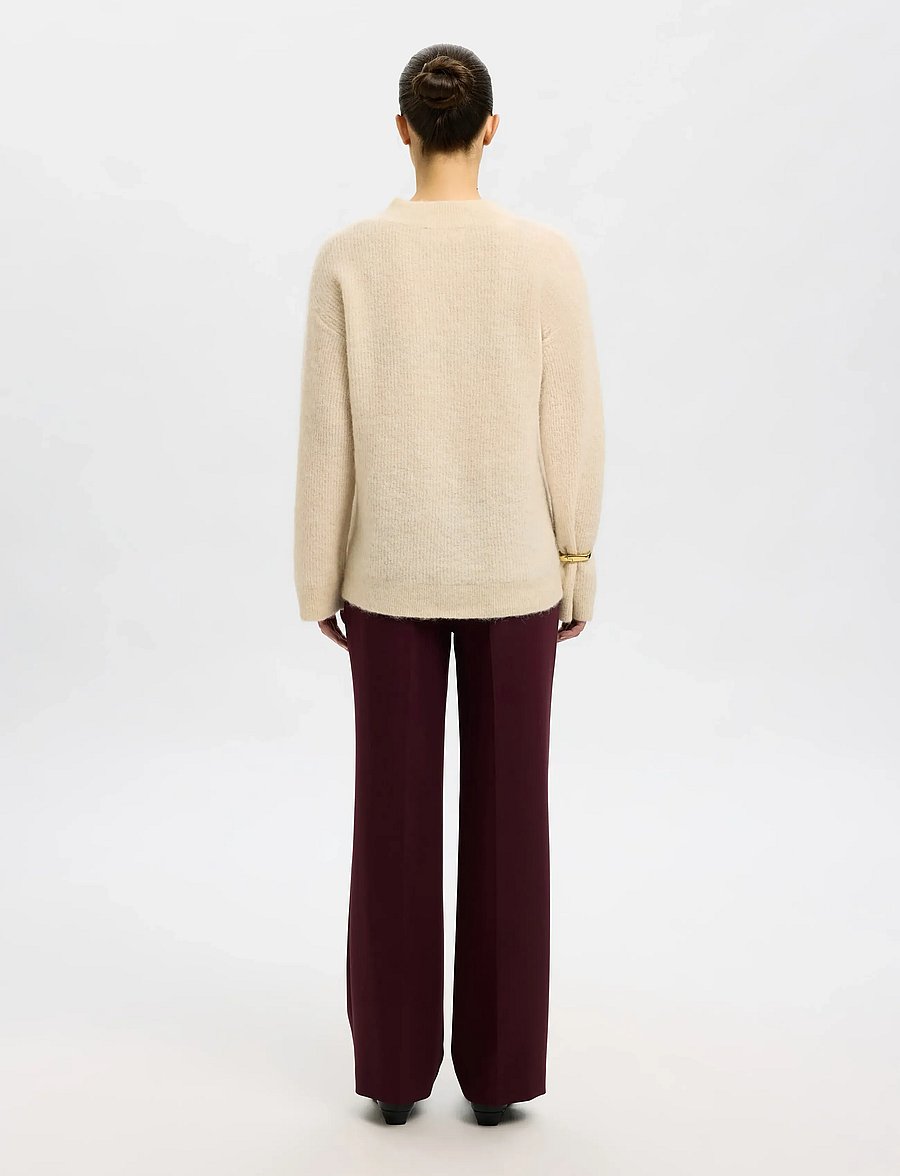 Selected - SLFSIA RAS LS KNIT LONG V-NECK NOOS - pullover - birch - 2