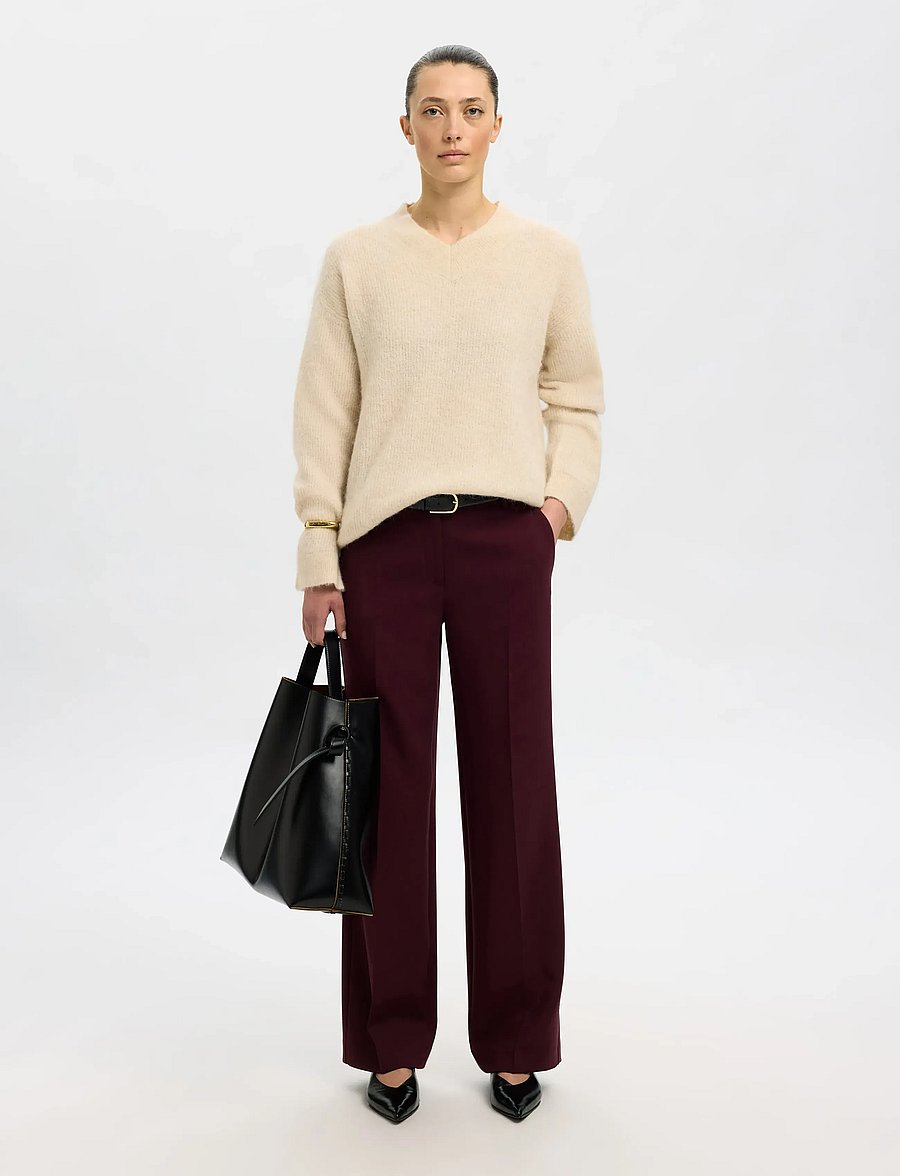 Selected - SLFSIA RAS LS KNIT LONG V-NECK NOOS - pullover - birch - 3