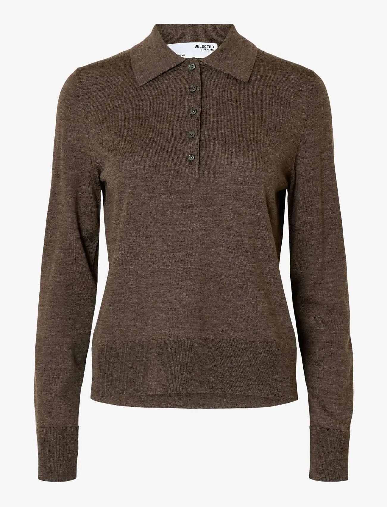 Selected - SLFTHEA LS KNIT MERINO COLLAR NECK NOOS - sviitrid - delicioso - 1