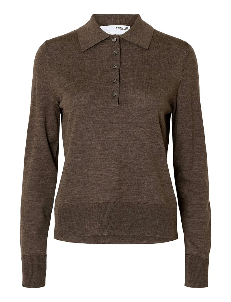 Selected - SLFTHEA LS KNIT MERINO COLLAR NECK NOOS - sviitrid - delicioso - 1