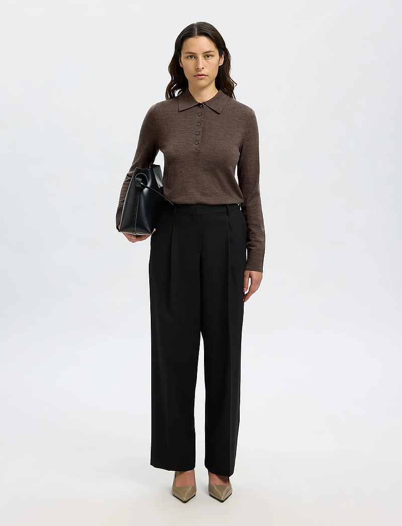 Selected - SLFTHEA LS KNIT MERINO COLLAR NECK NOOS - sviitrid - delicioso - 3