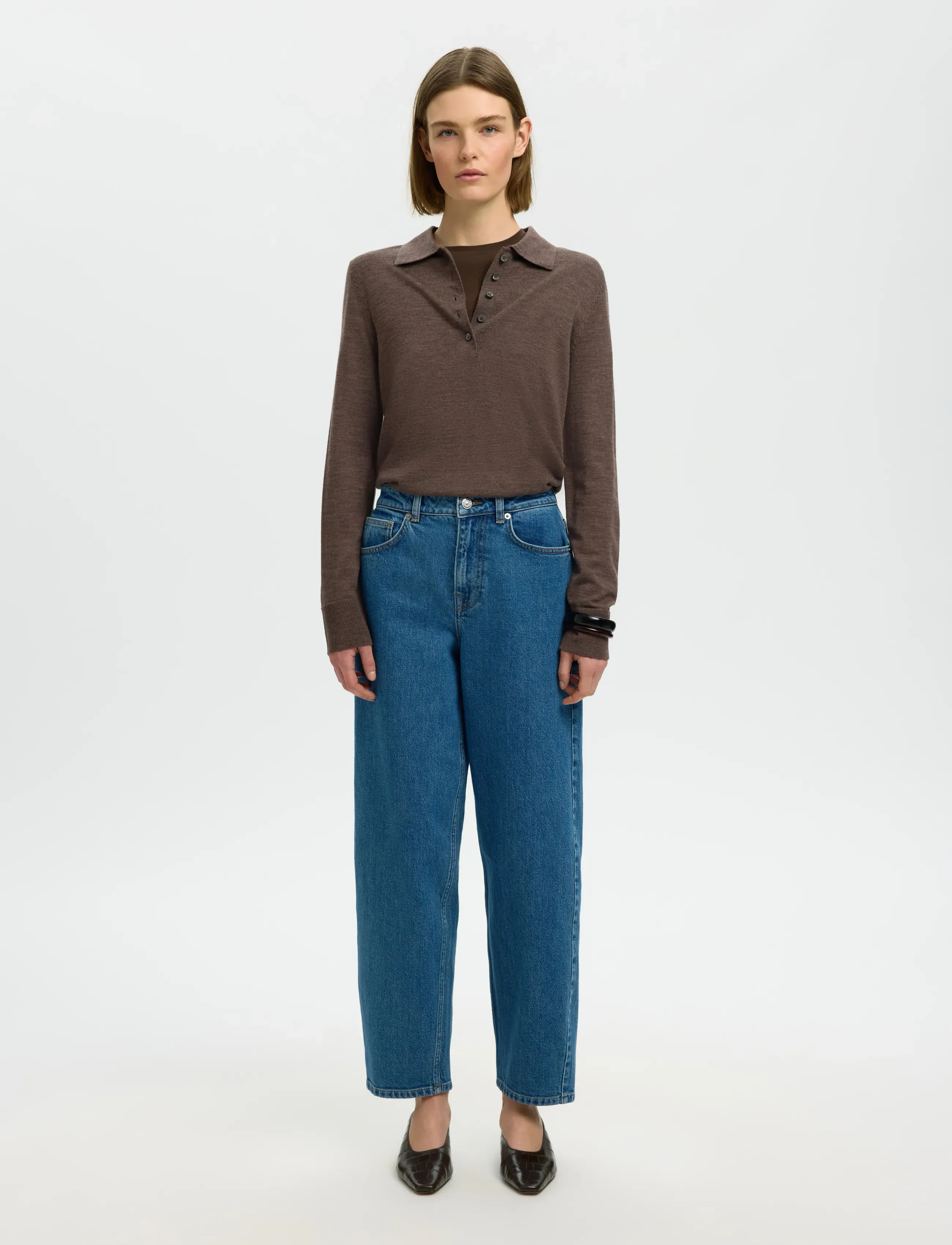 Selected - SLWTHEA LS KNIT MERINO COLLAR NECK NOOS - striktrøjer - delicioso - 3