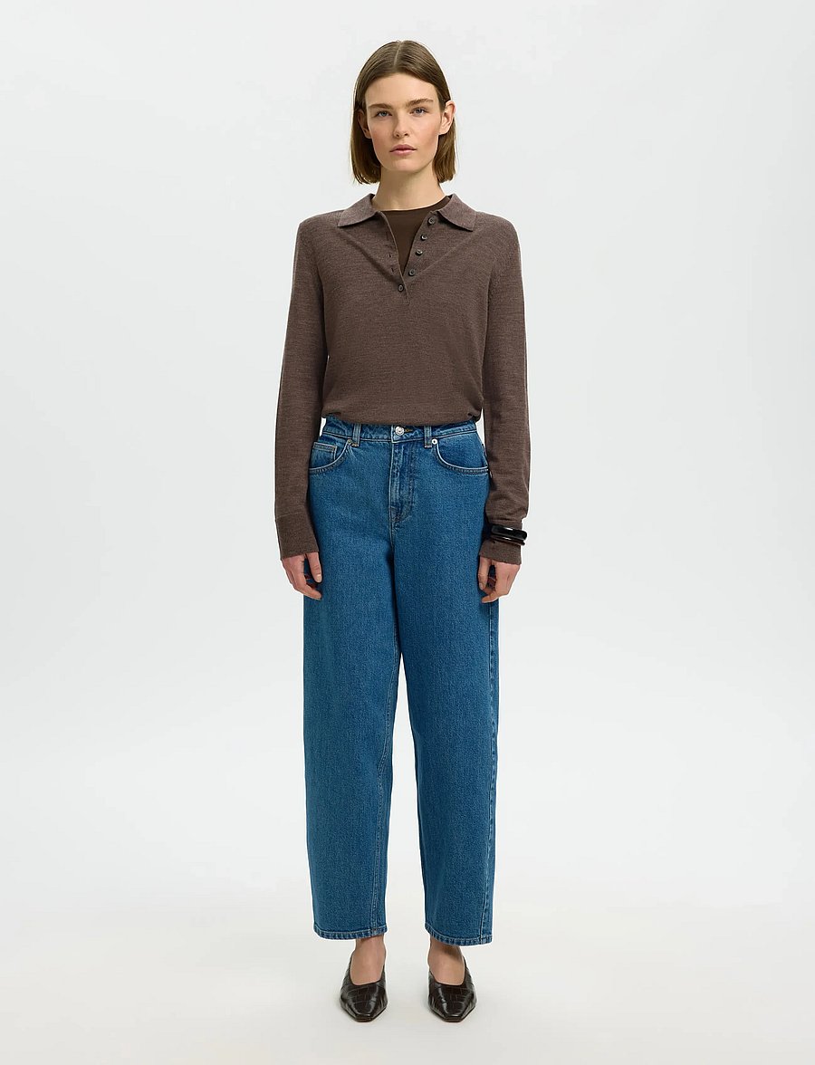 Selected - SLWTHEA LS KNIT MERINO COLLAR NECK NOOS - pullover - delicioso - 3