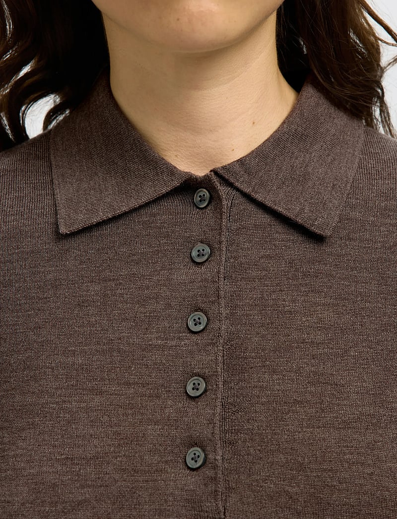 Selected - SLFTHEA LS KNIT MERINO COLLAR NECK NOOS - sviitrid - delicioso - 4